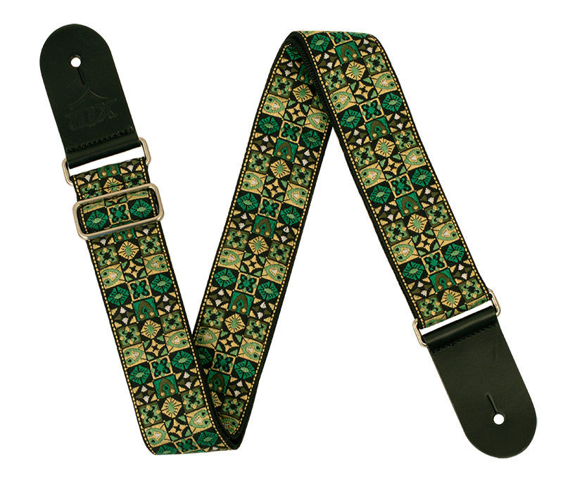 XTR | LS326 | Vintage Jacquard Weave Guitar Strap | Vintage 60's Green XTR | LS326 | Vintage Jacquard Weave Guitar Strap | Vintage 60's Green